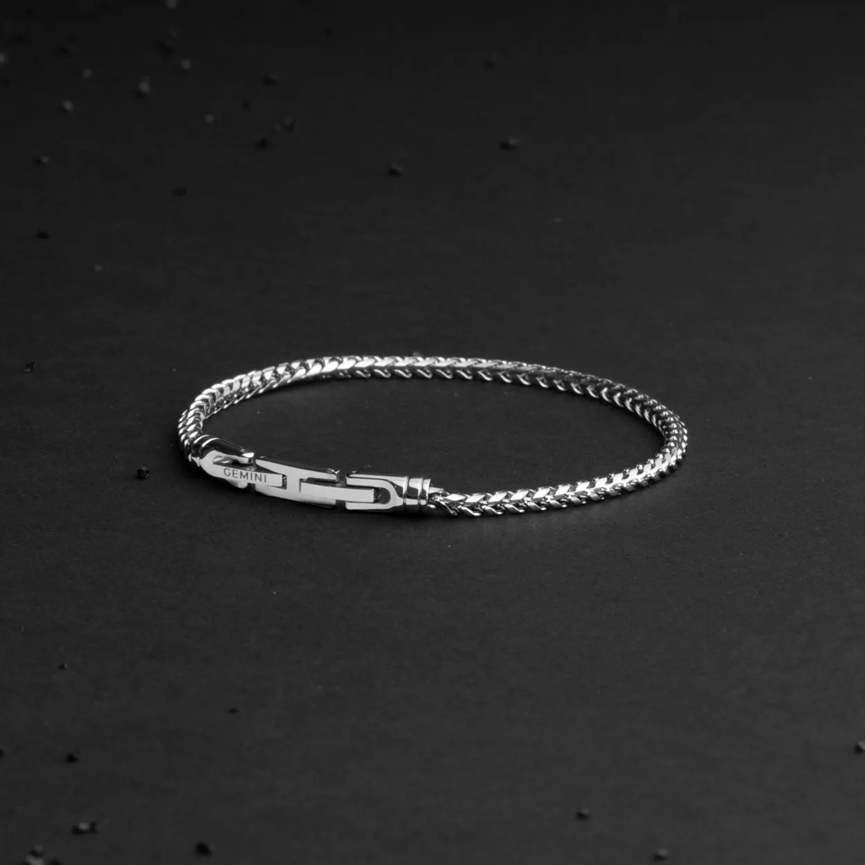 3mm foxtail bracelet in stainless steel with silver finish