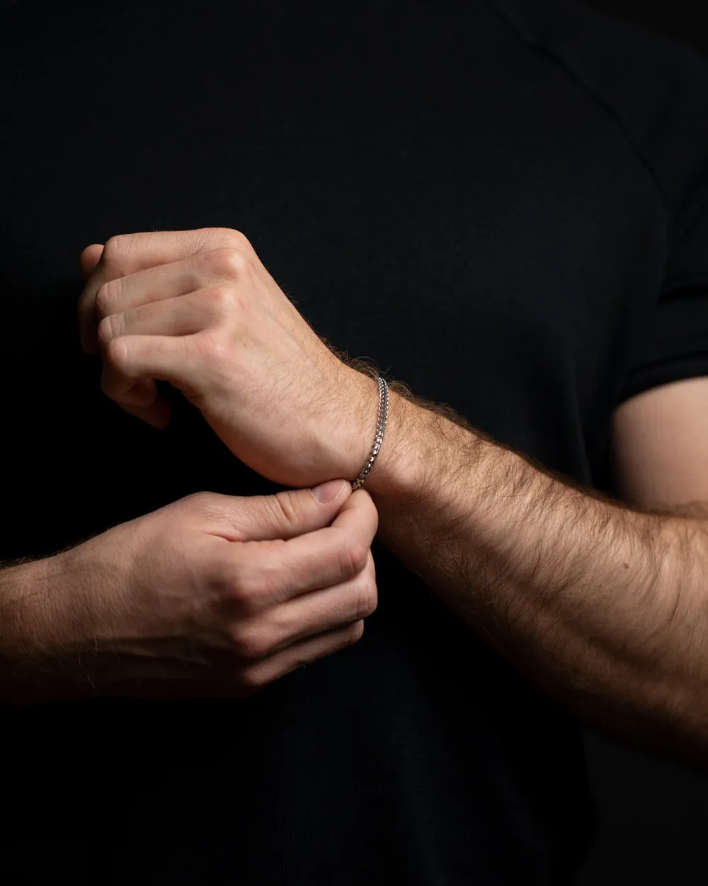 3mm foxtail bracelet in stainless steel with silver finish