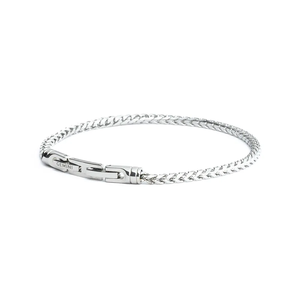 3mm foxtail bracelet in stainless steel with silver finish