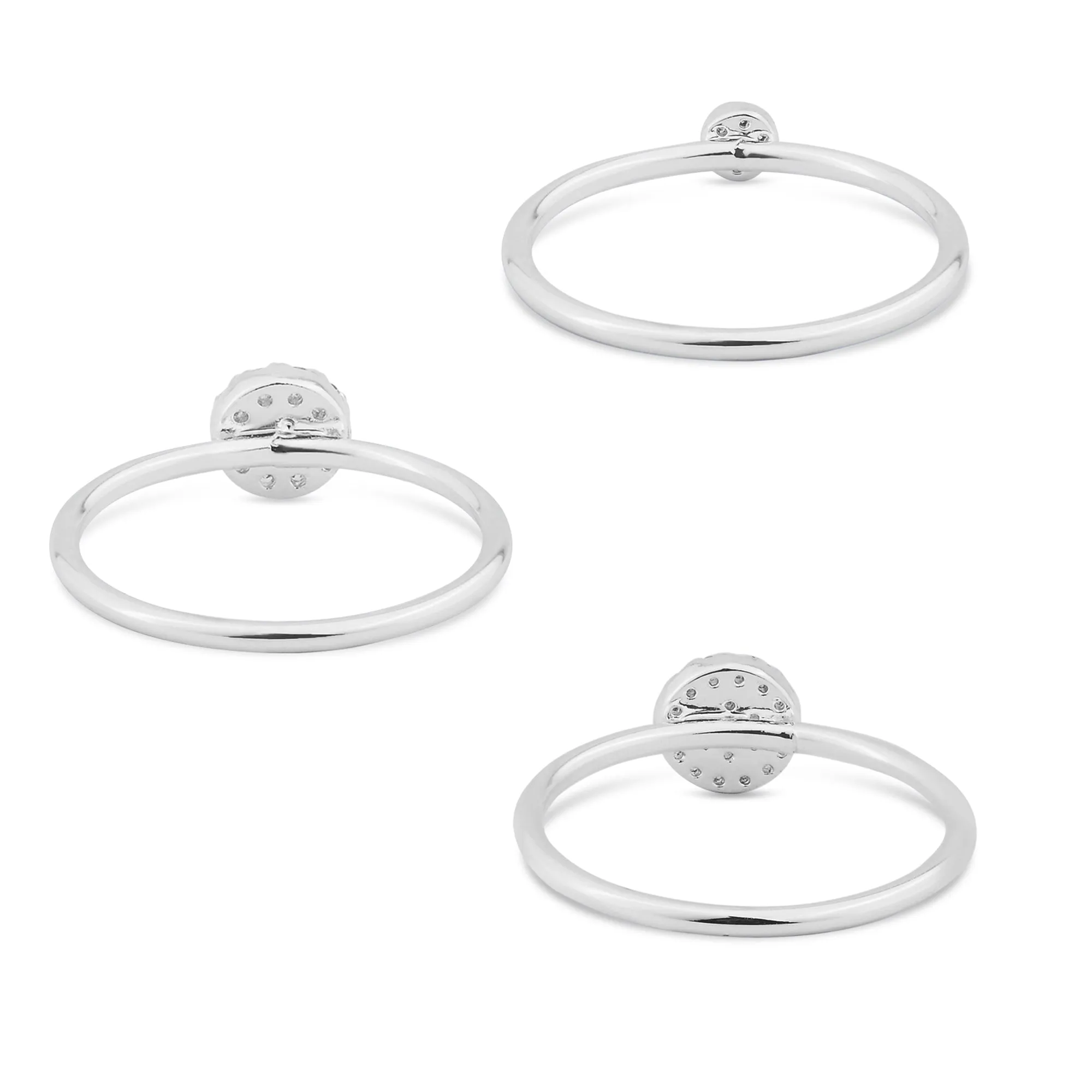 Accessorize London Women's Silver-Plated Cubic Zirconia Rings Silver Pack Of Three-Medium