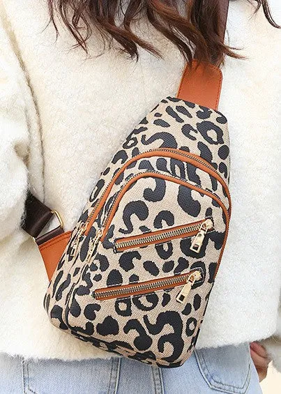 Animal Print Leopard Sling Crossbody Bag