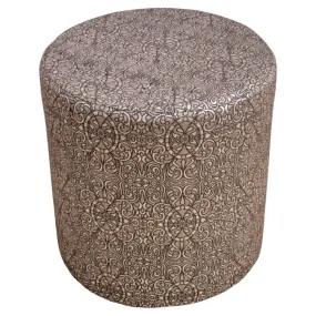 Antiqued Silver Lame Brocade Pouf