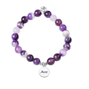 Aunt | Stone Beaded Charm Bracelet | Amethyst