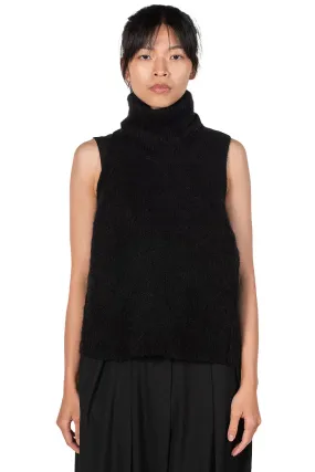 Black High Neck Mohair Knit Vest