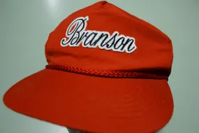 Branson Missouri Script Spellout Rope Cord Vintage 80's Adjustable Snap Back Hat