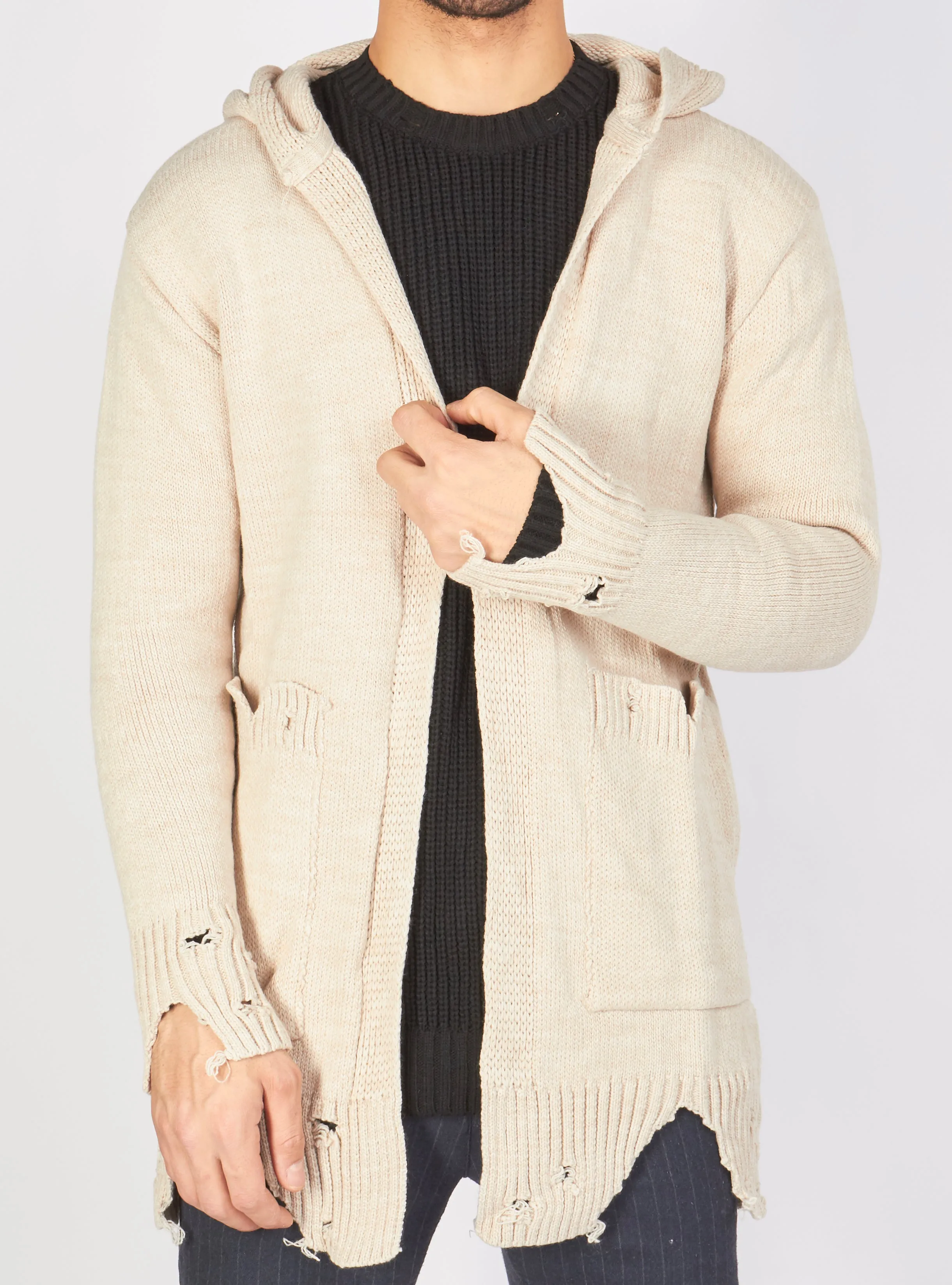 Buyer's Choice Cardigan - Ripped - Cream - T3770