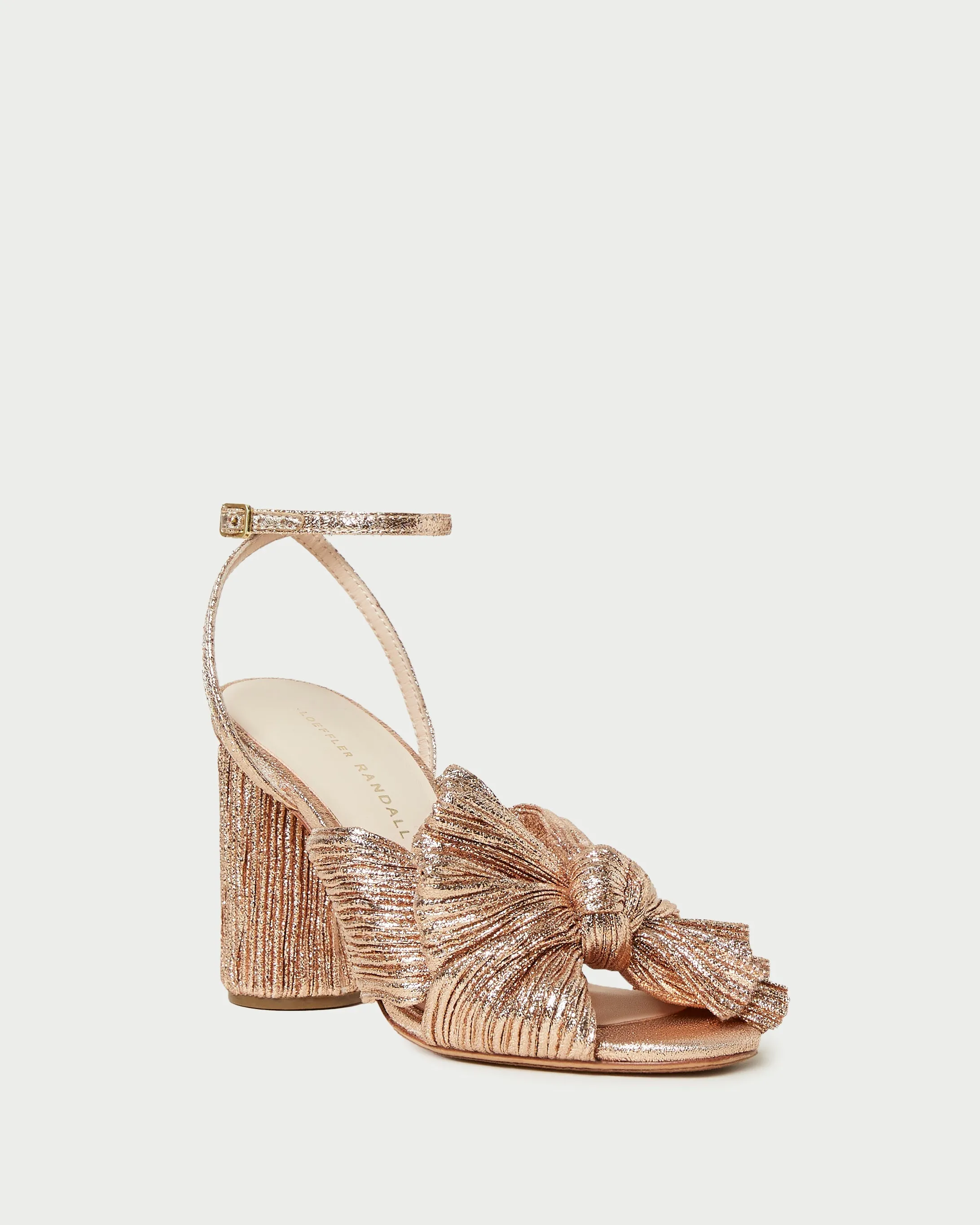 Camellia Pleated Bow Heel ~ Dune