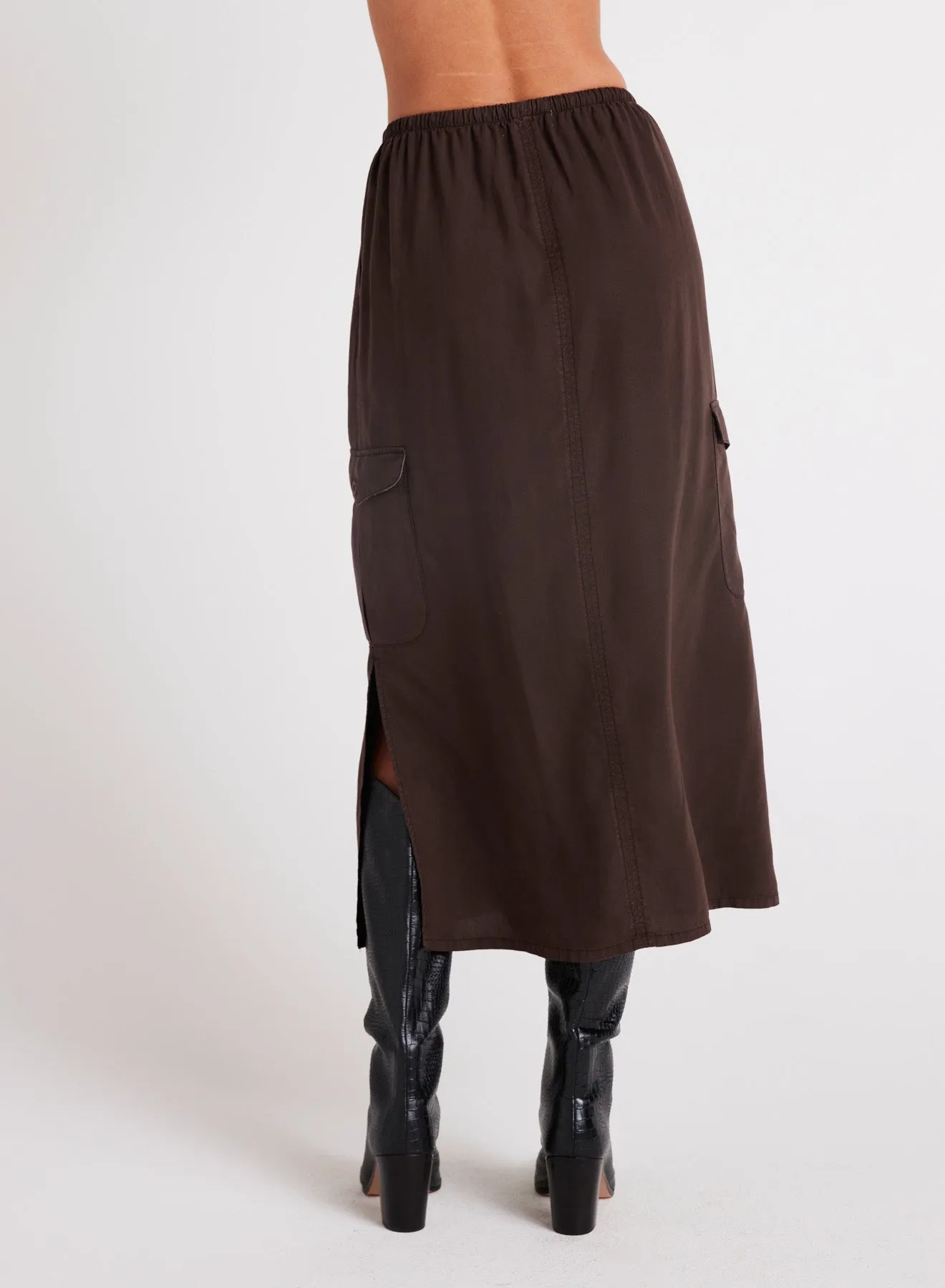 Cargo Midi Skirt - Chestnut Brown