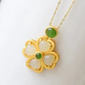 Clover Jade Pendant Necklace