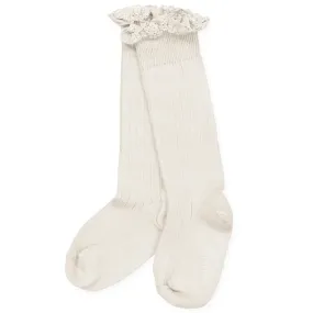 Collegien Ruffle Knee Socks - cream