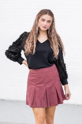 Corduroy Cutie Pleated Skirt Mauve