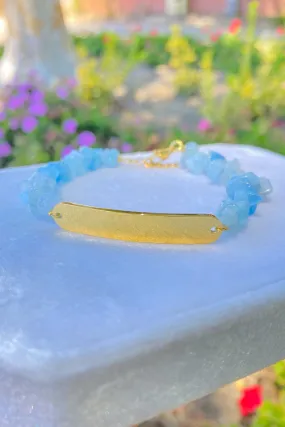 Engravable Aquamarine Chip Esclava Bracelet