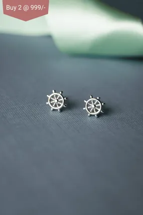 Fortune Wheel Sterling Silver Mini Stud Earrings