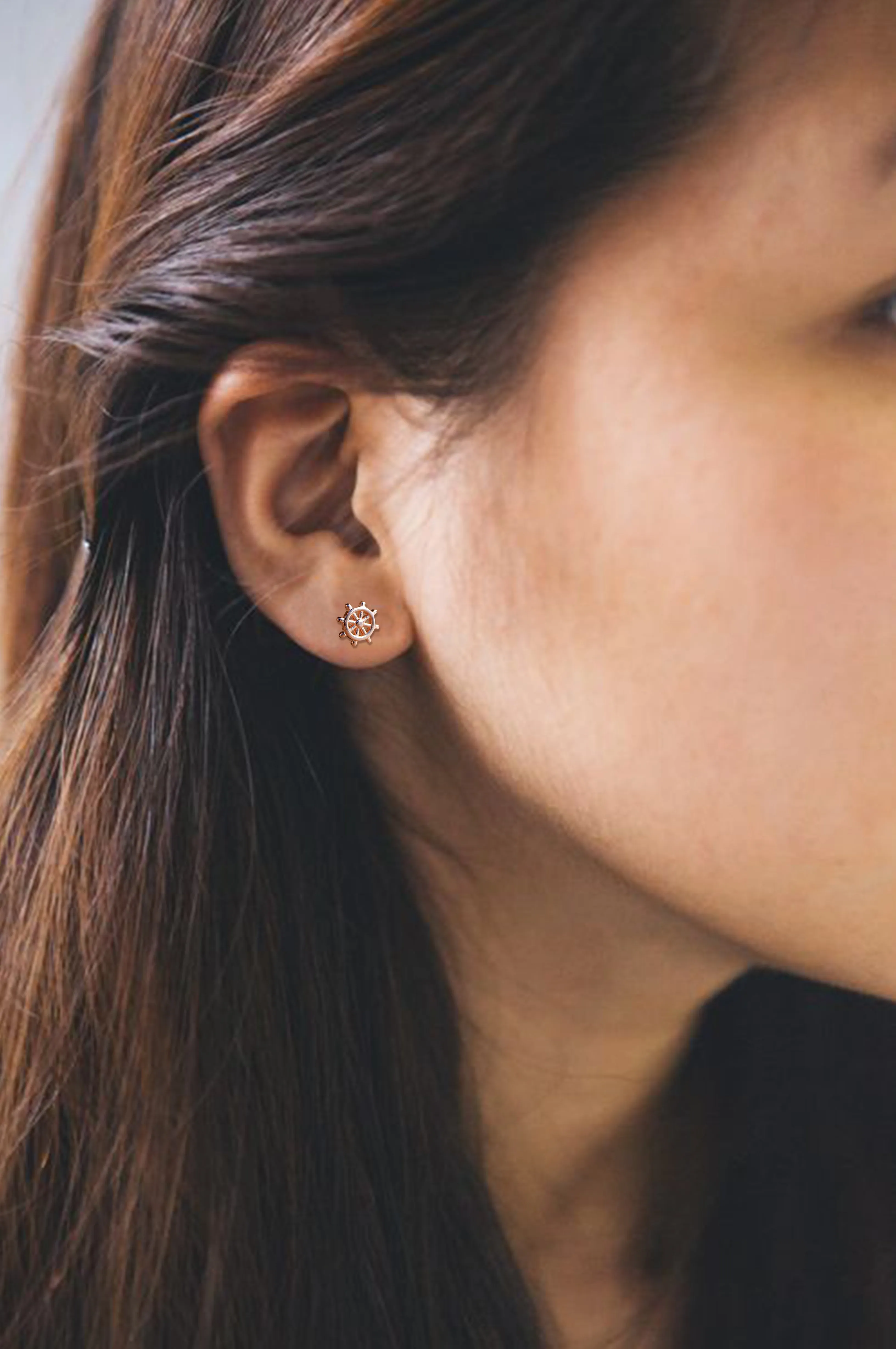 Fortune Wheel Sterling Silver Mini Stud Earrings