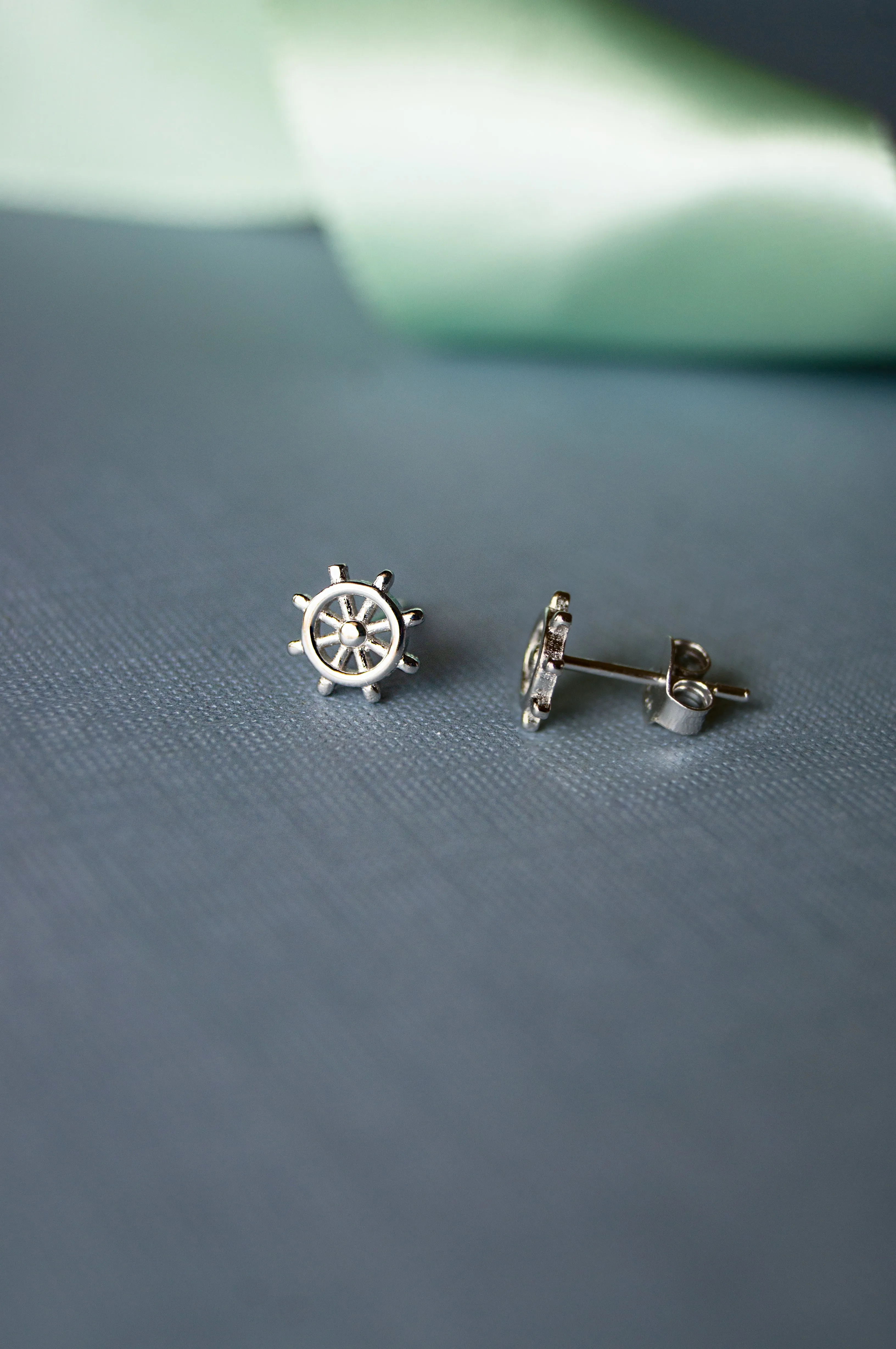 Fortune Wheel Sterling Silver Mini Stud Earrings