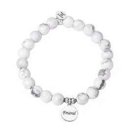 Friend | Stone Beaded Charm Bracelet | Howlite