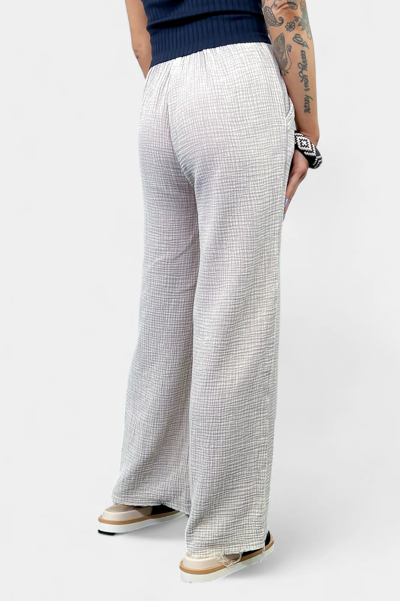 Gauze Elastic Waist Pants