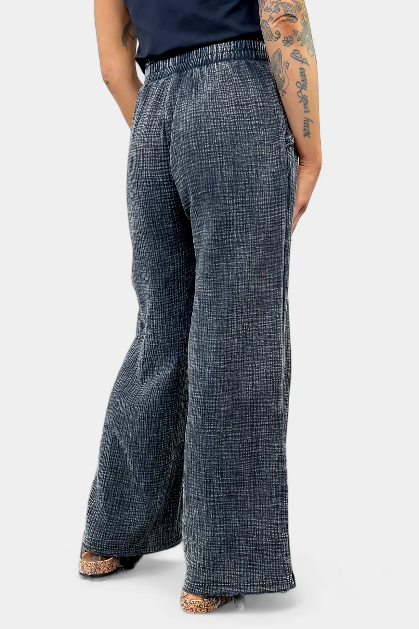 Gauze Elastic Waist Pants