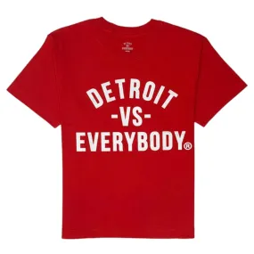 Kids Detroit Vs Everybody T-Shirt (Red/White) - KIDSDETR