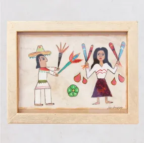 Luis Romero Huichol Couple Painting