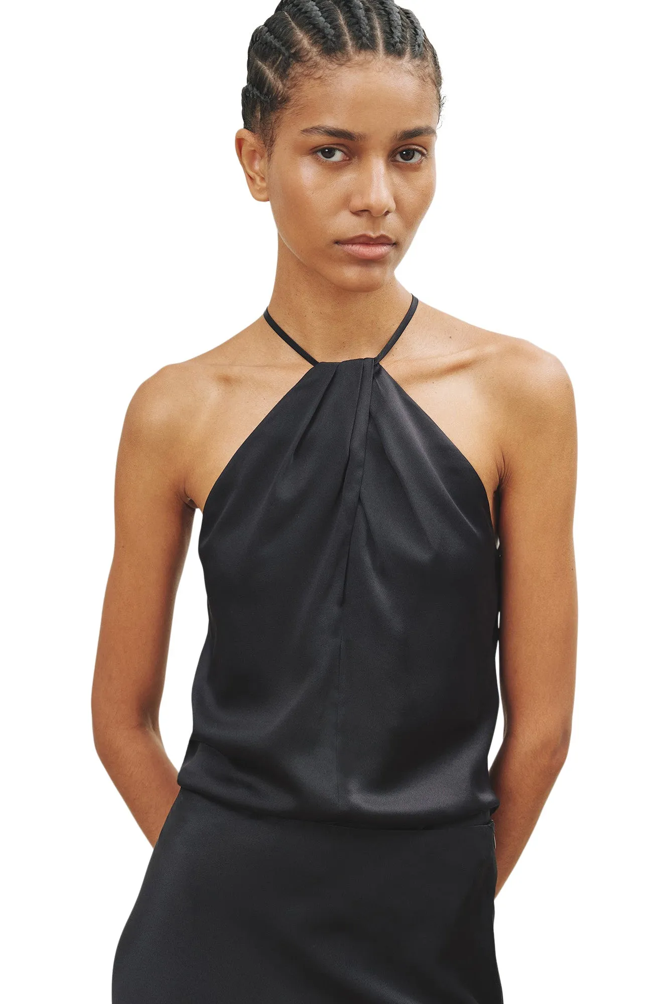 Nili Lotan Edwige Halter Neck Top in Black