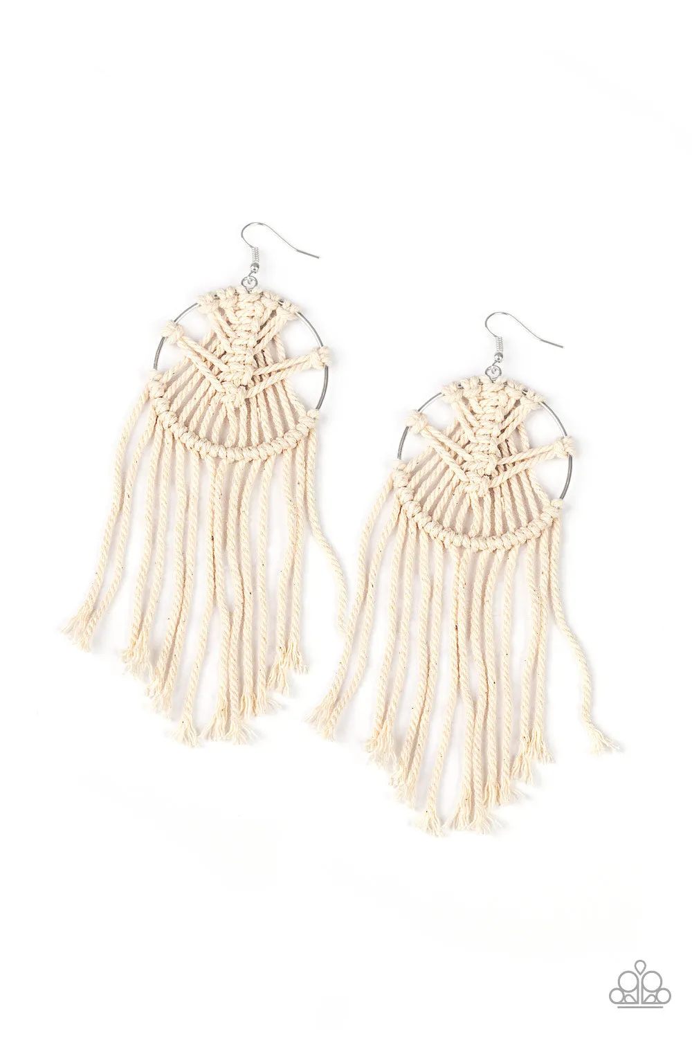 Paparazzi Earring ~ MACRAME, Myself, and I - White