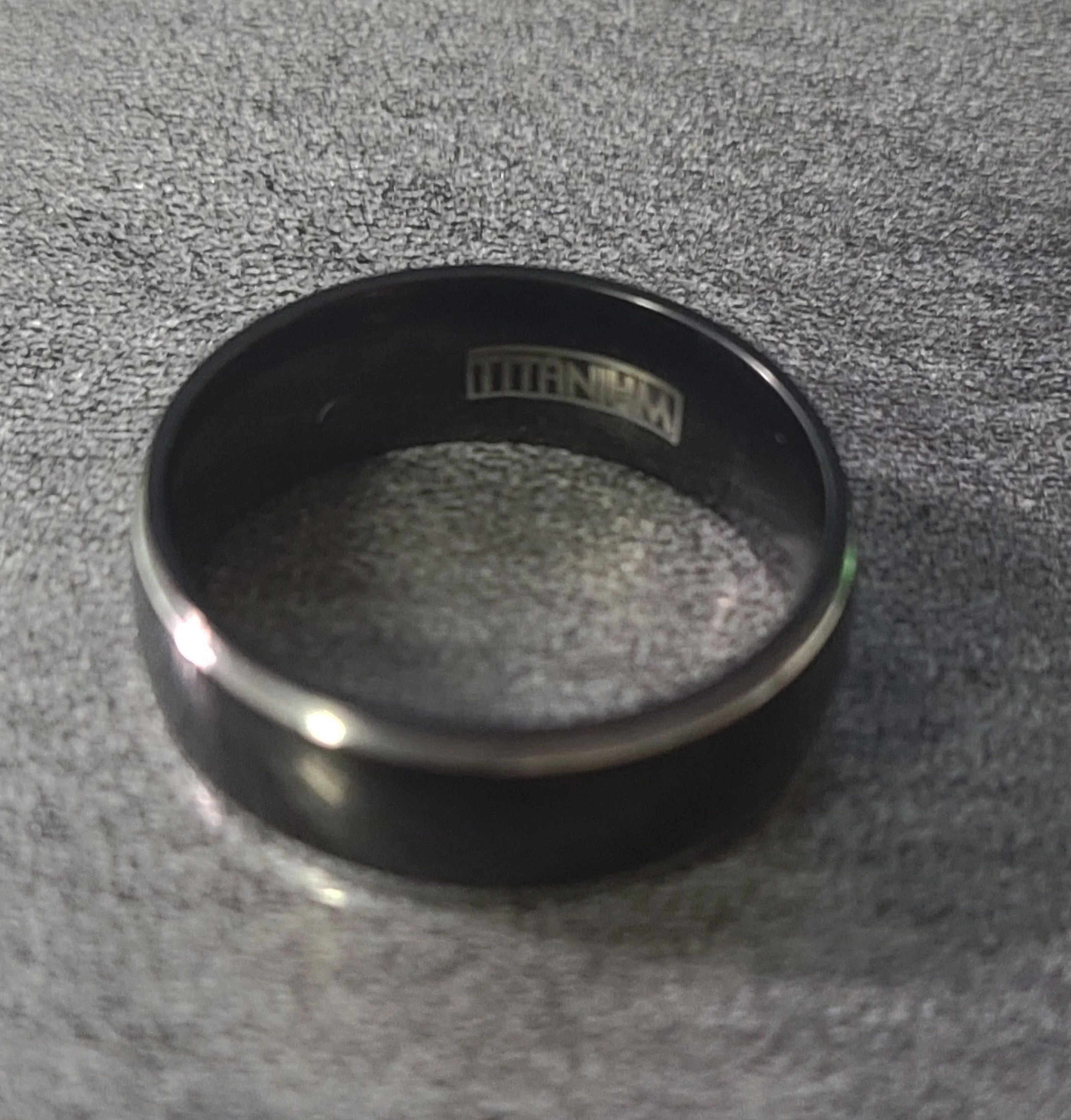 Personalized Men's Titanium Promise Ring - Black With Silver Beveled Dome Band