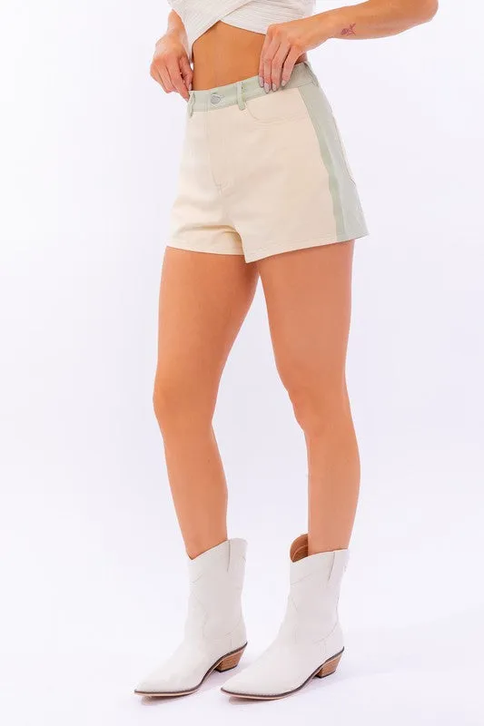 Sage Color Block Shorts