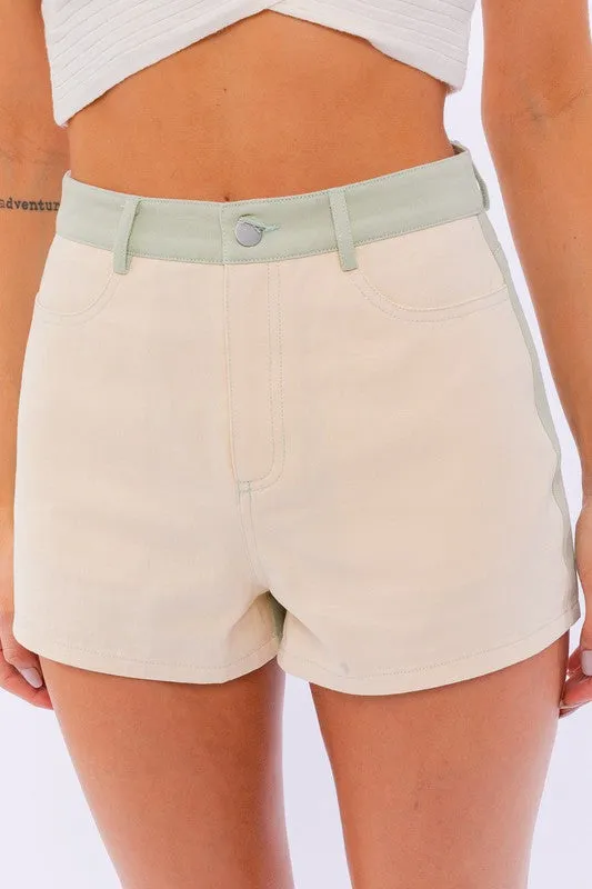 Sage Color Block Shorts