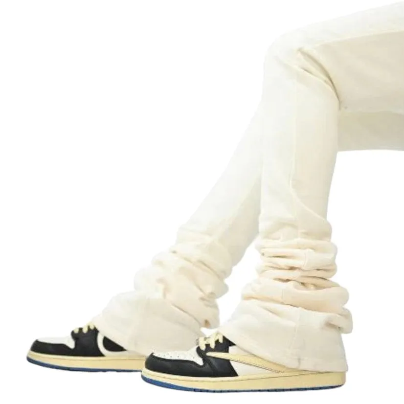 Si Tu Veux Veux Super Stacked Joggers (Ivory) TV0088