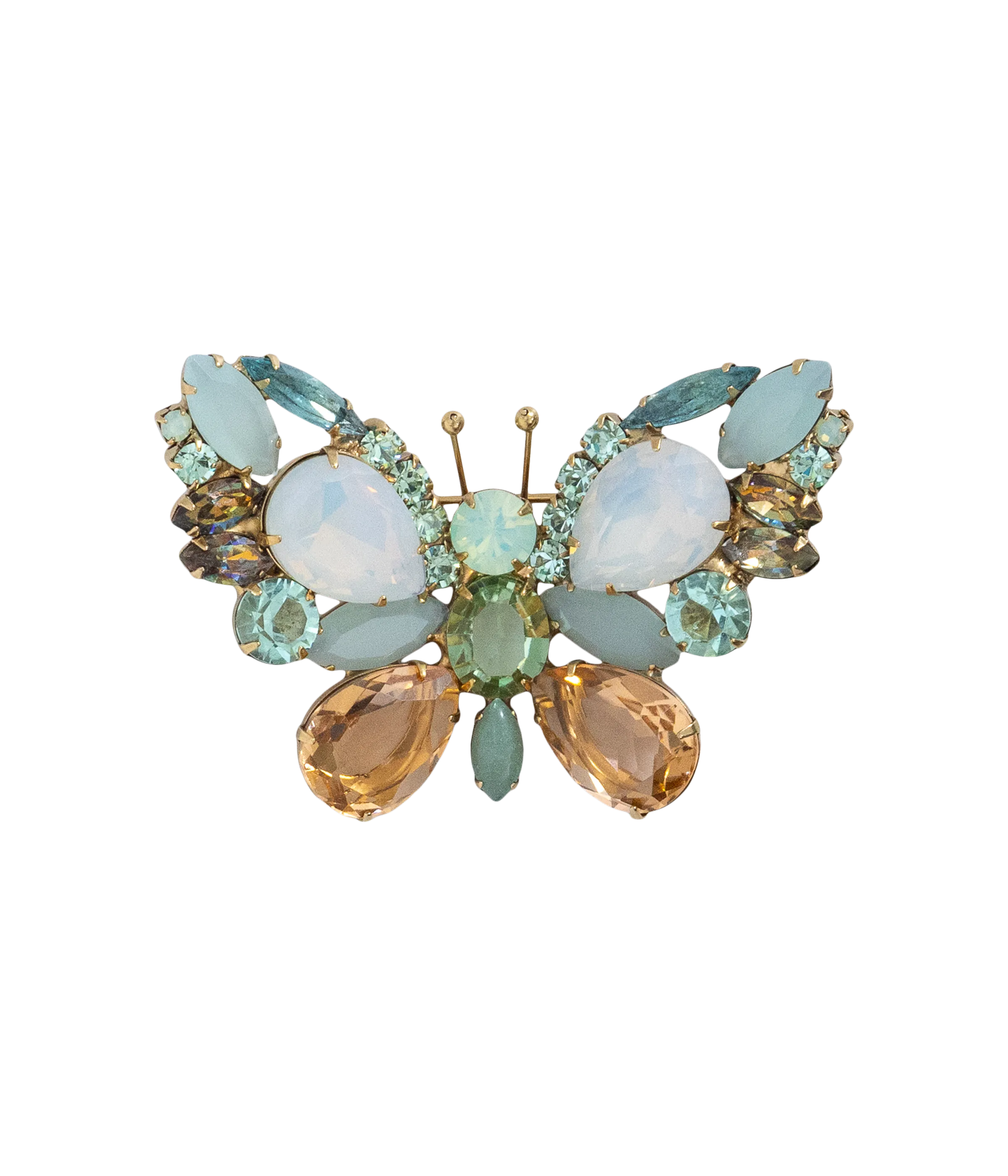 Small Butterfly in Aqua / White Opal / Light Peach