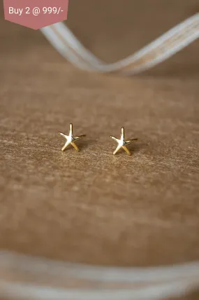 Star Fish Gold Plated Mini Sterling Silver Stud Earrings