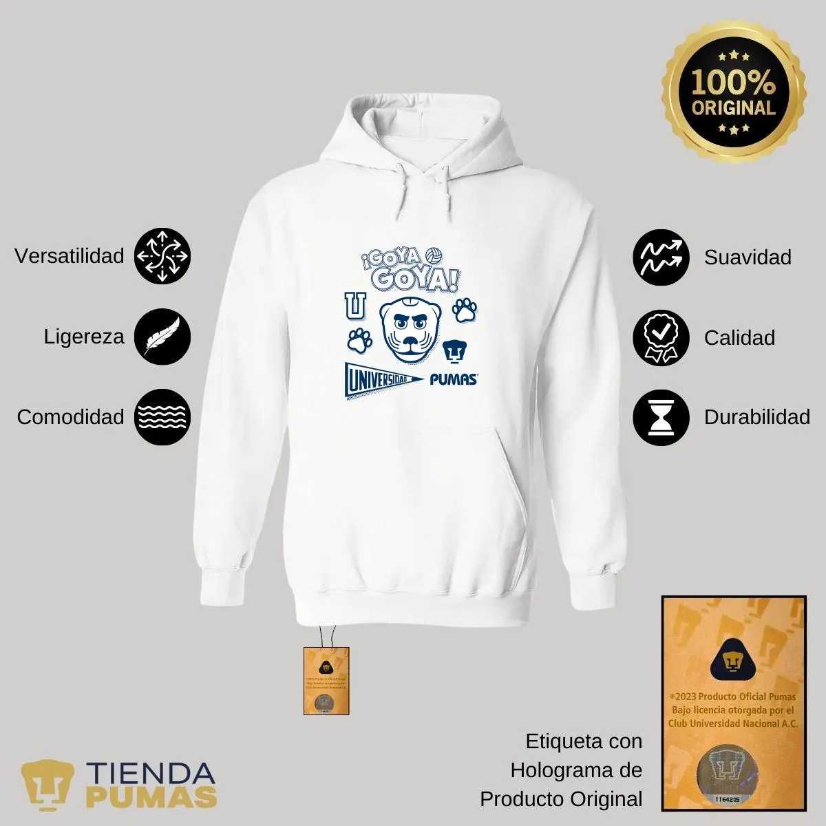 Sudadera Hombre Hoodie  Pumas UNAM Goya Universidad