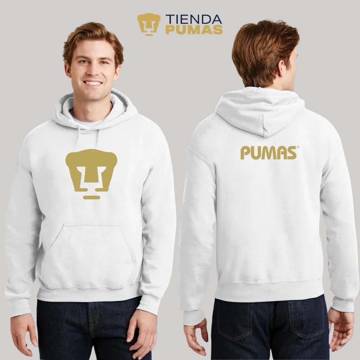 Sudadera Hombre Hoodie Pumas UNAM Logo Dorado Vinil