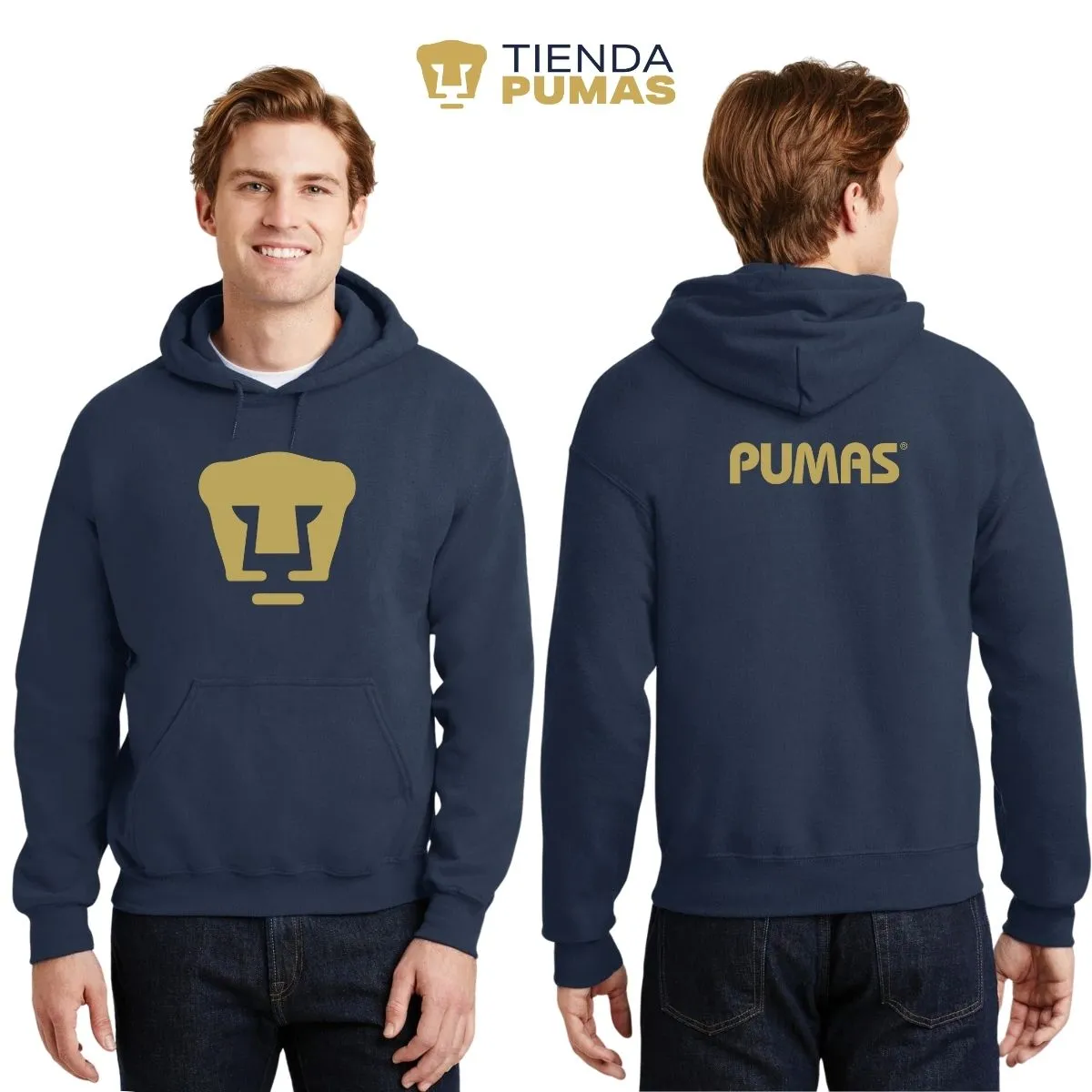 Sudadera Hombre Hoodie Pumas UNAM Logo Dorado Vinil