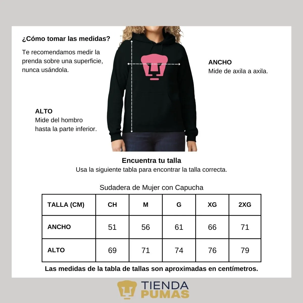 Sudadera Mujer Hoodie Pumas UNAM Logo Rosa Vinil