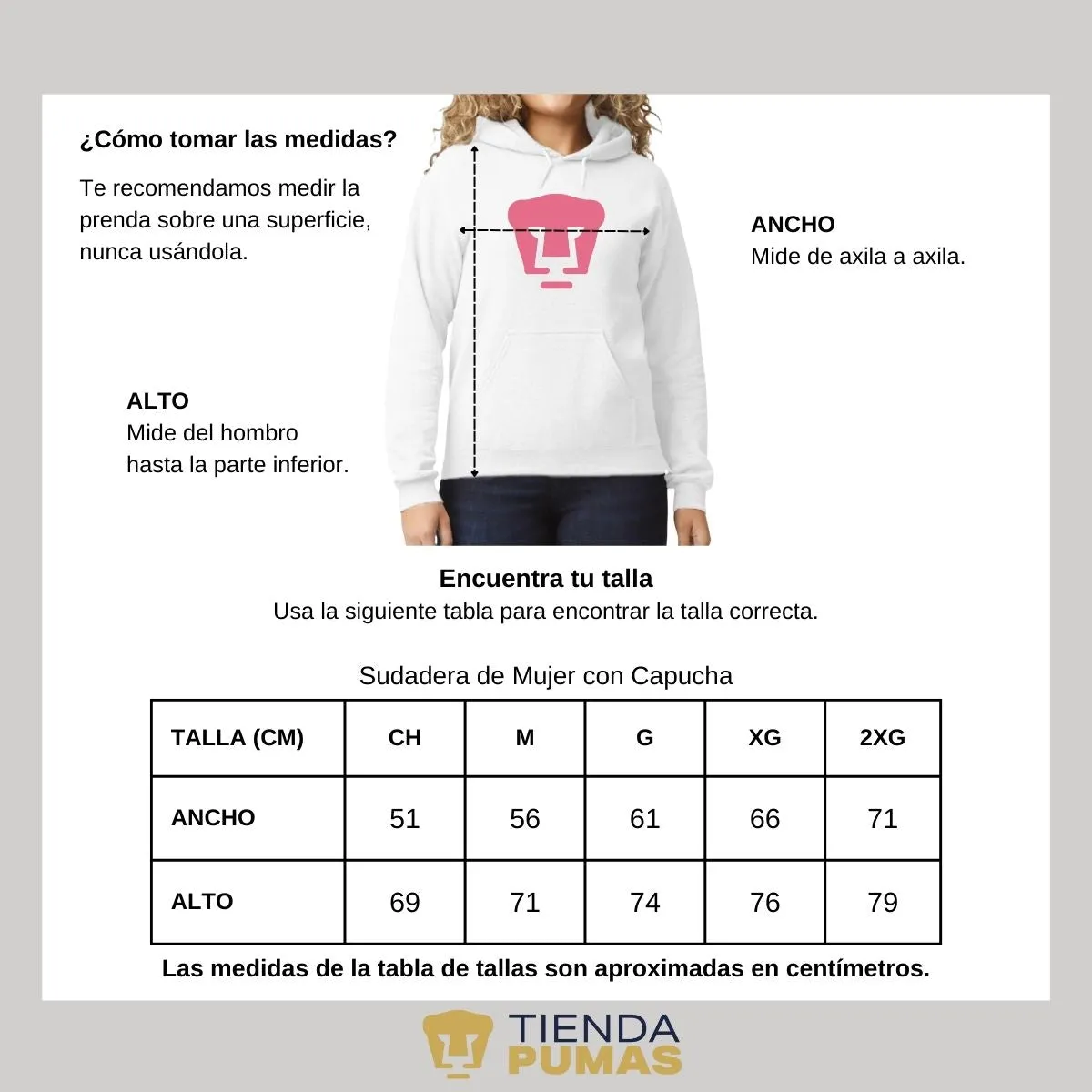 Sudadera Mujer Hoodie Pumas UNAM Logo Rosa Vinil