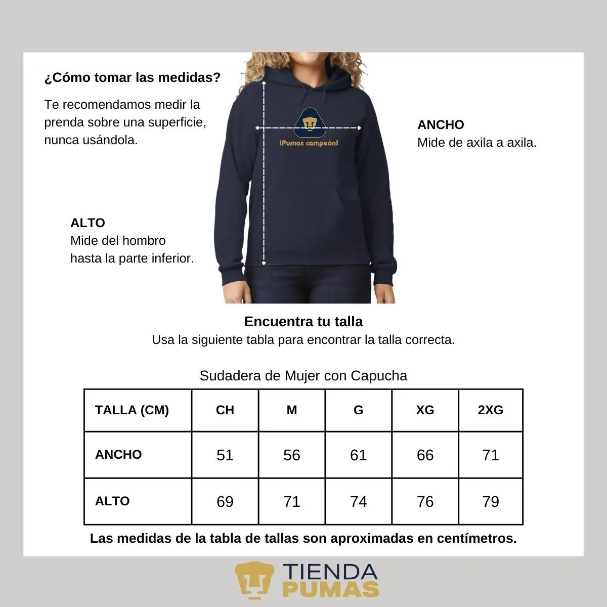 Sudadera Mujer Pumas UNAM campeón