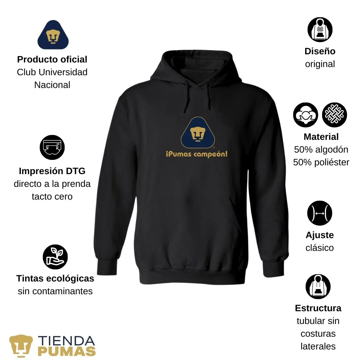 Sudadera Mujer Pumas UNAM campeón