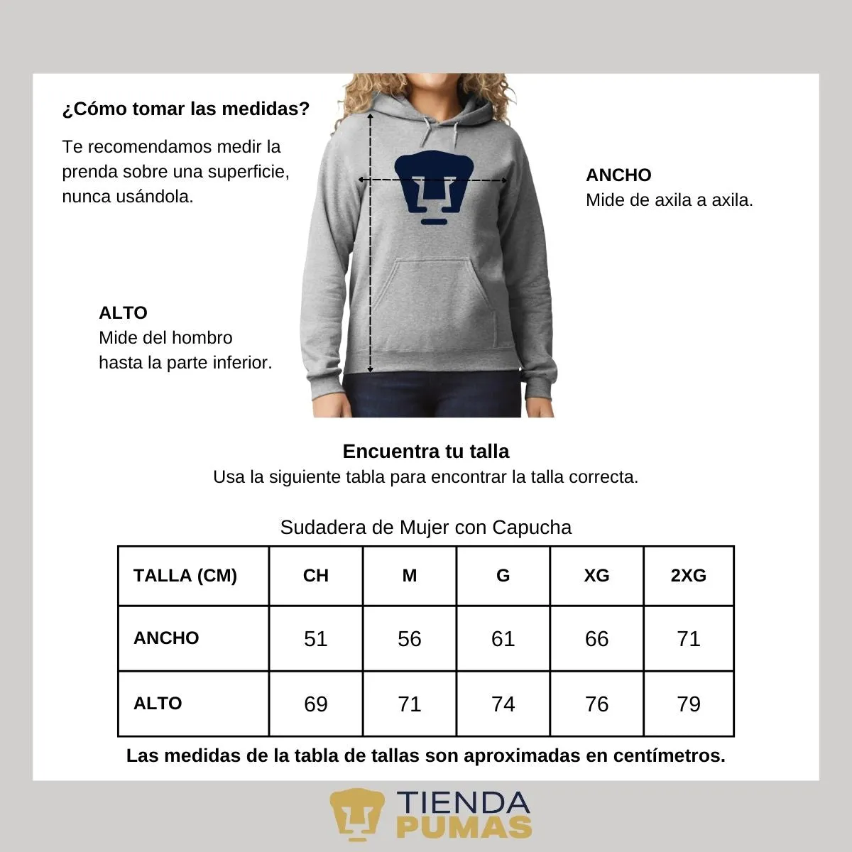 Sudadera para Mujer Hoodie Pumas UNAM Logo Azul