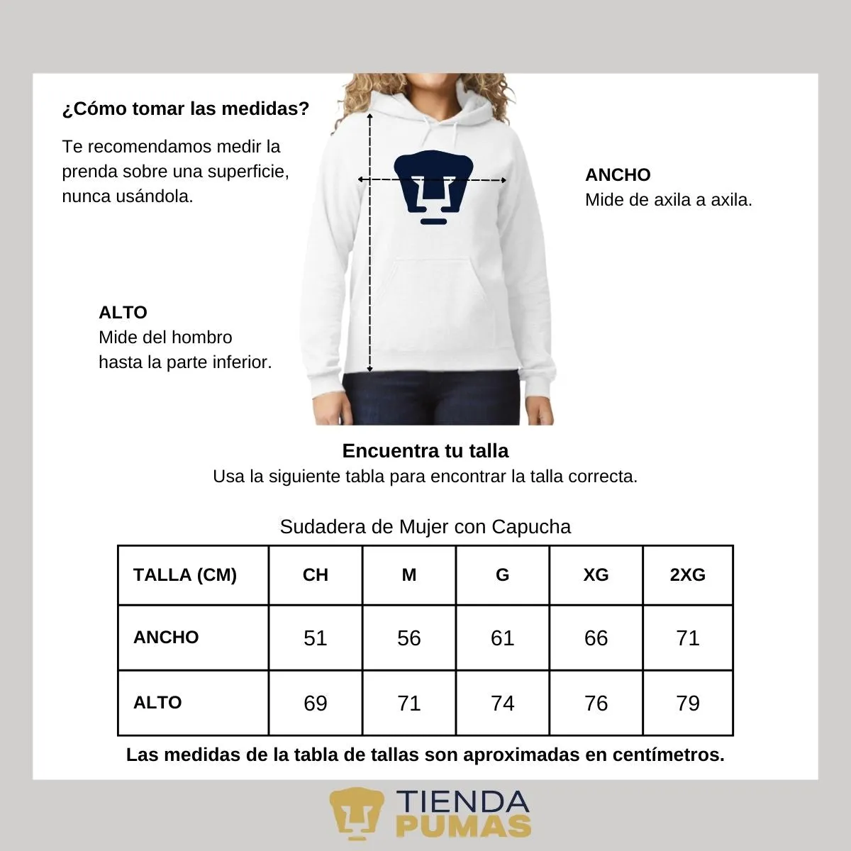 Sudadera para Mujer Hoodie Pumas UNAM Logo Azul