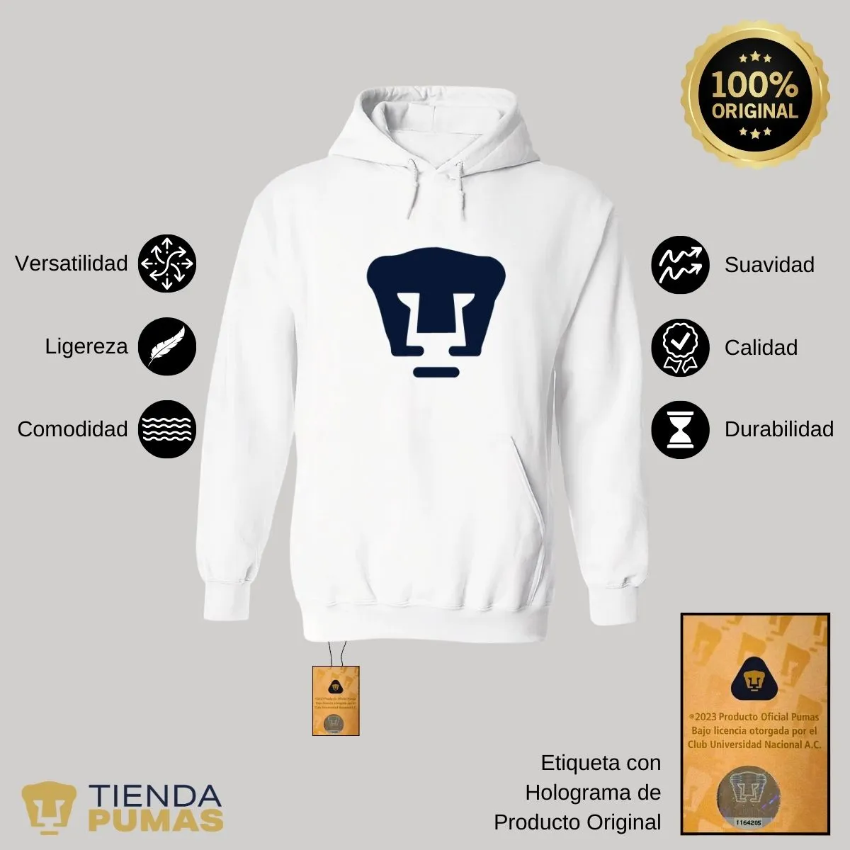 Sudadera para Mujer Hoodie Pumas UNAM Logo Azul