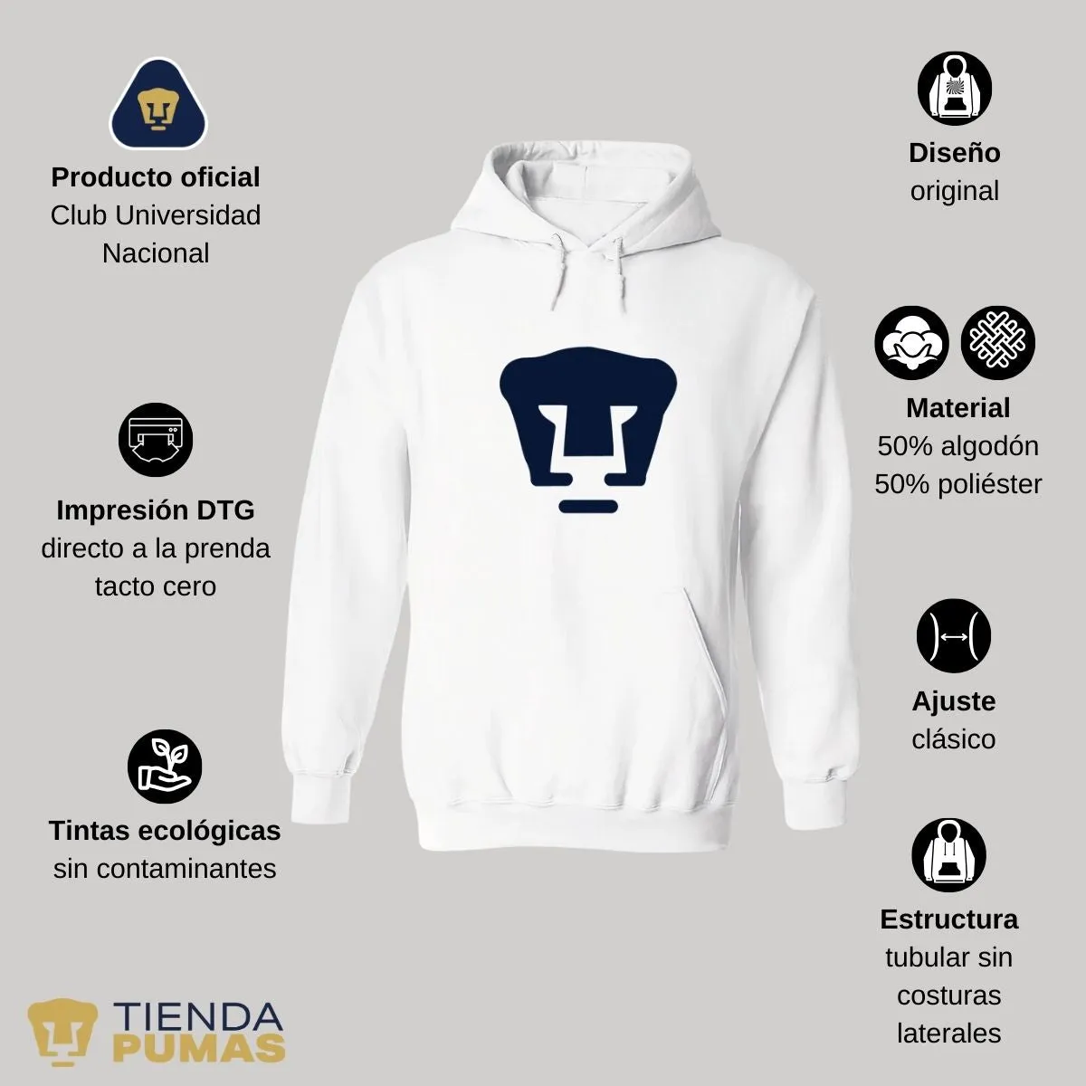 Sudadera para Mujer Hoodie Pumas UNAM Logo Azul