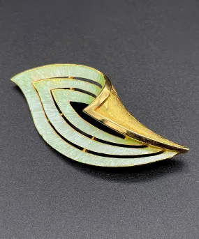 【USA輸入】 ヴィンテージ JJ ペールグリーン リーフ ブローチ/Vintage JJ Pale Green Leaf Brooch