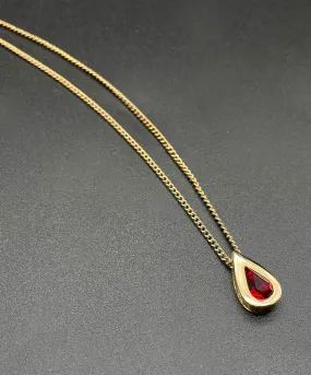 【USA輸入】ヴィンテージ AVON ガーネットレッド ティアドロップ ネックレス/Vintage AVON GARNET TEAR DROP Necklace