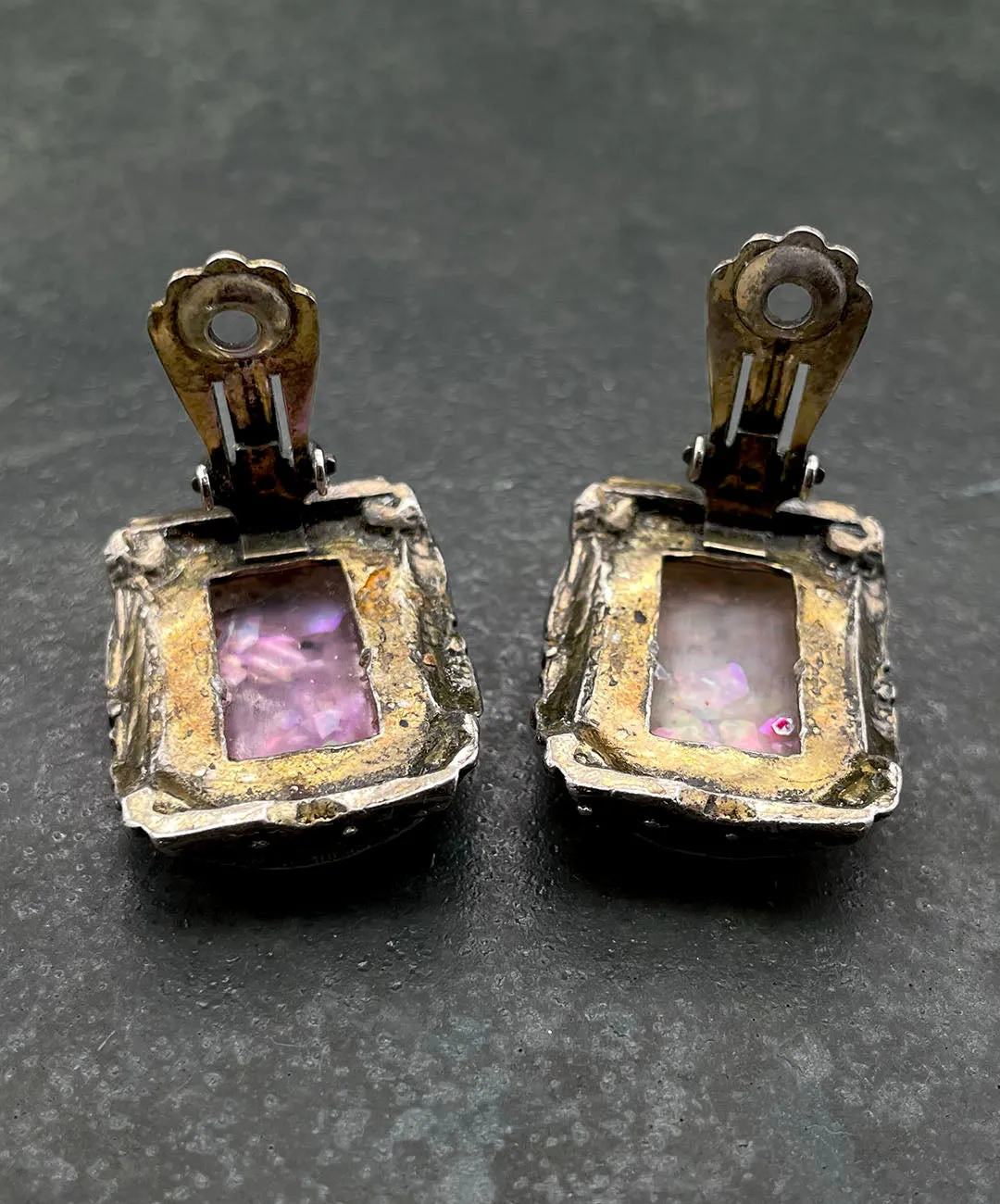 【USA輸入】ヴィンテージ SELRO コンフェッティ ルーサイト イヤリング/Vintage SELRO Confetti Lucite Clip On Earrings