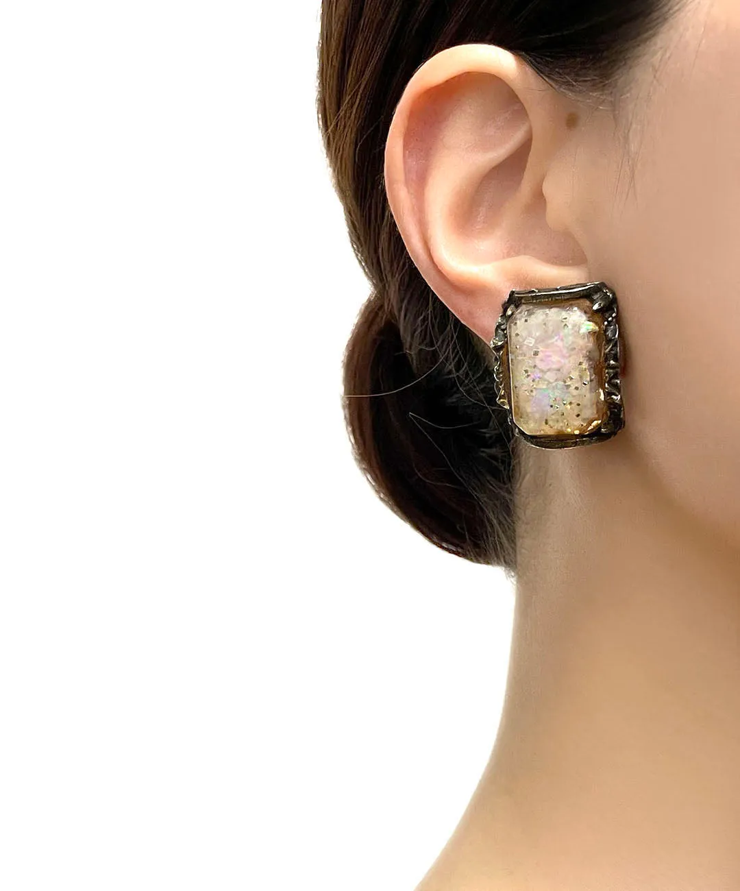 【USA輸入】ヴィンテージ SELRO コンフェッティ ルーサイト イヤリング/Vintage SELRO Confetti Lucite Clip On Earrings