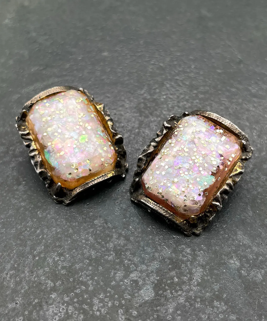 【USA輸入】ヴィンテージ SELRO コンフェッティ ルーサイト イヤリング/Vintage SELRO Confetti Lucite Clip On Earrings