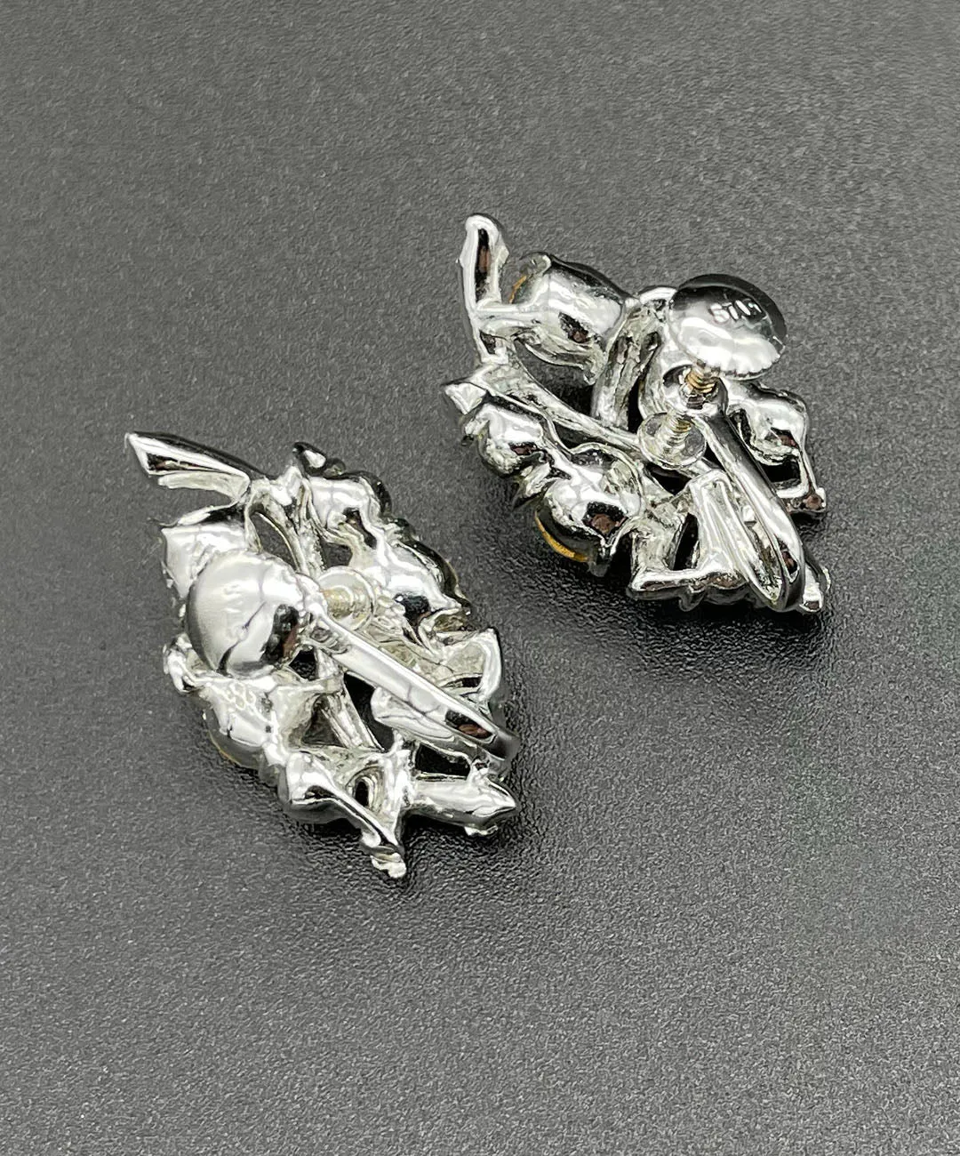 【USA輸入】ヴィンテージ STAR クリア ビジュー イヤリング/Vintage STAR Clear Bijou Screw Back Earrings