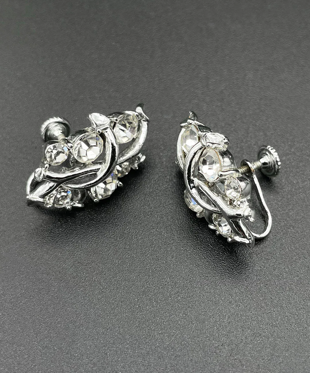 【USA輸入】ヴィンテージ STAR クリア ビジュー イヤリング/Vintage STAR Clear Bijou Screw Back Earrings